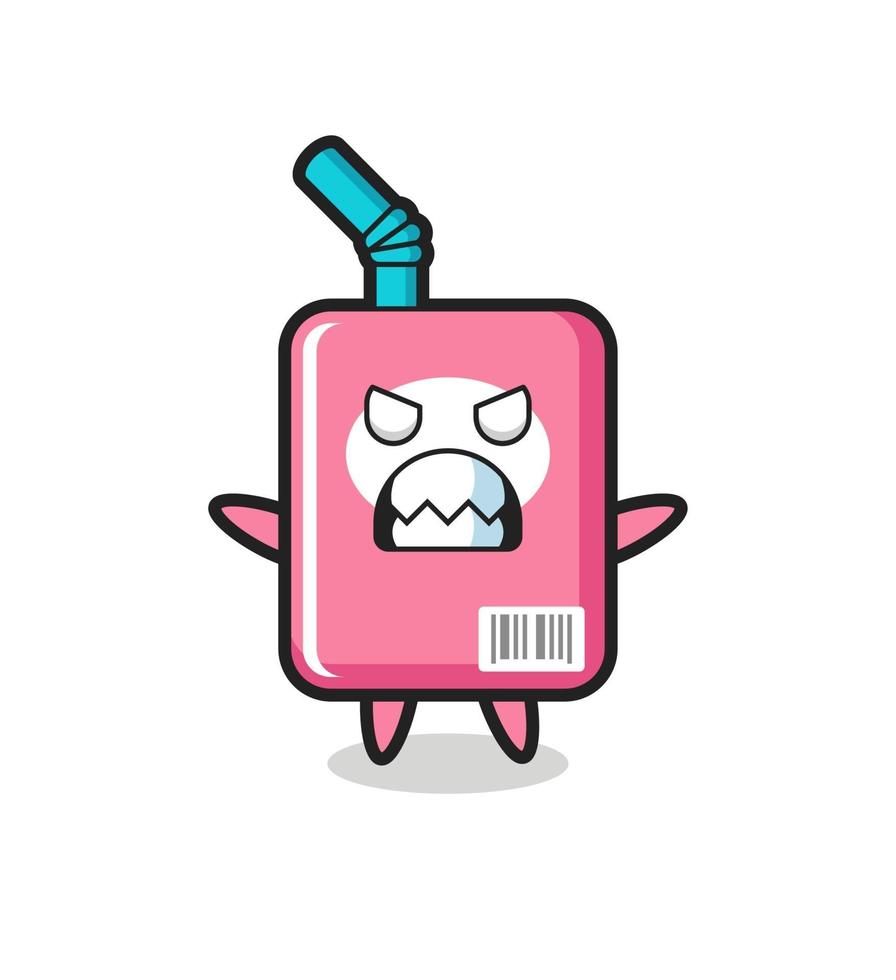 wrathful expression of the milk box mascot character vector