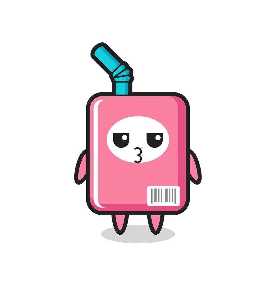 the bored expression of cute milk box characters vector