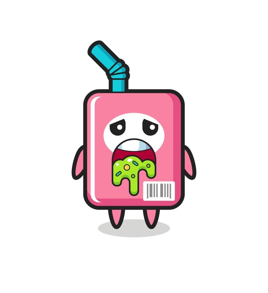 the cute milk box character with puke vector