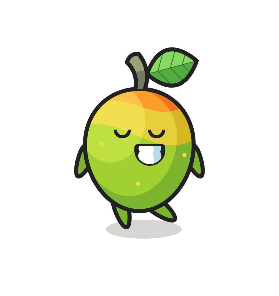 mango cartoon illustration with a shy expression vector