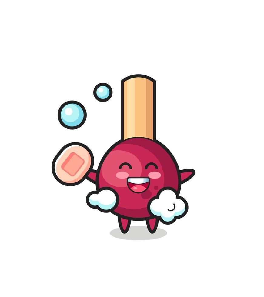 matches character is bathing while holding soap vector
