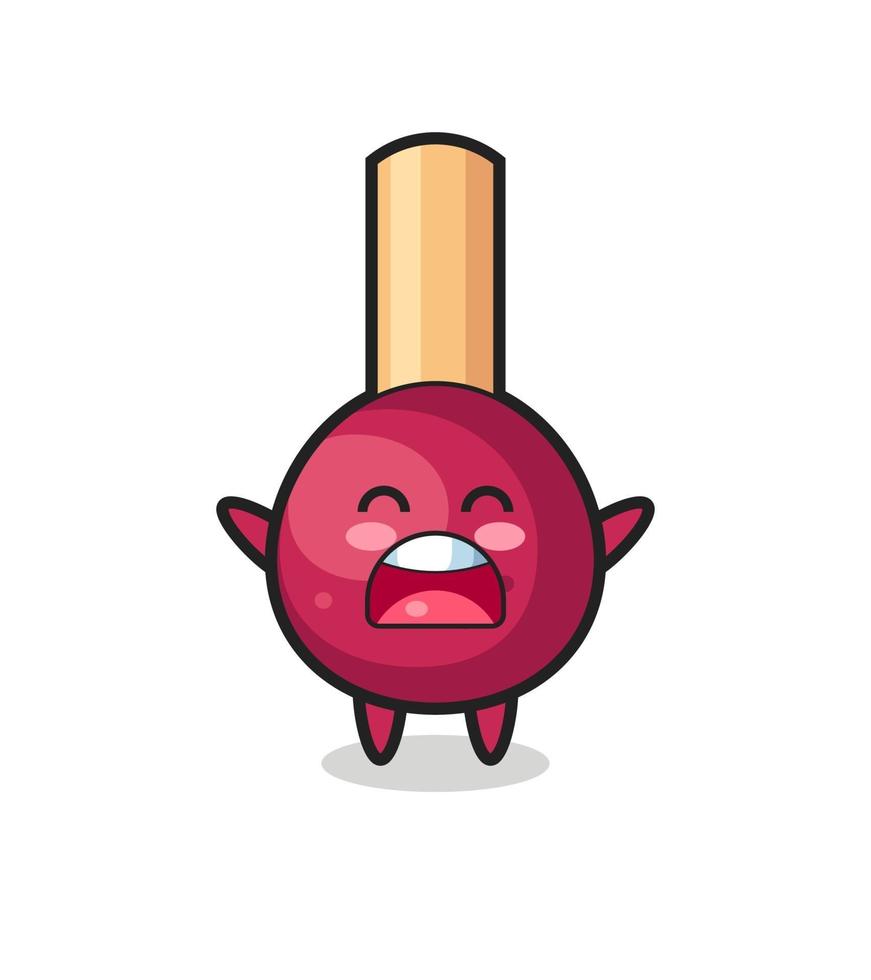 cute matches mascot with a yawn expression vector