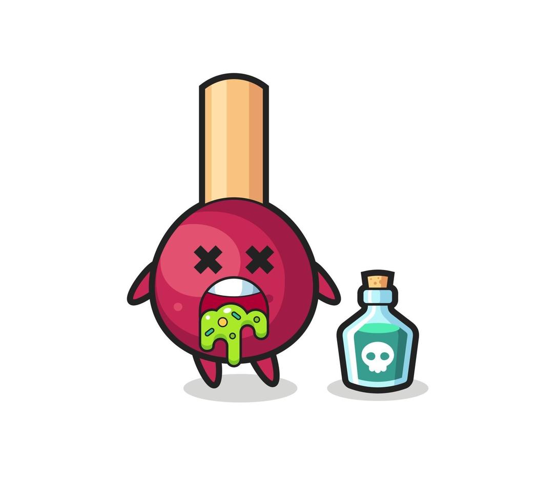 illustration of an matches character vomiting due to poisoning vector