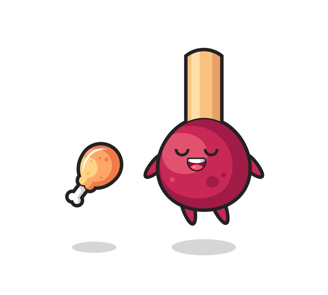 cute matches floating and tempted because of fried chicken vector
