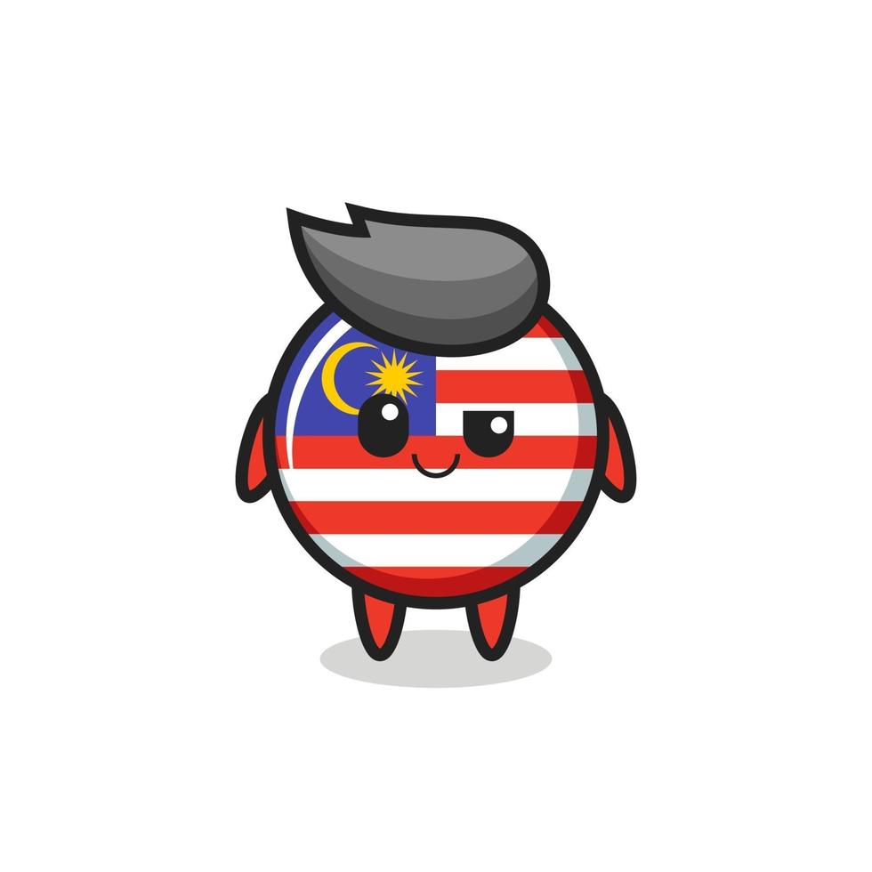 dibujos animados de la insignia de la bandera de malasia con una expresión arrogante vector