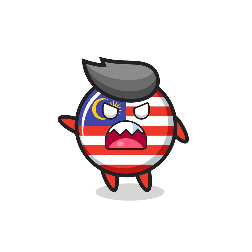 cute malaysia flag badge cartoon in a very angry pose vector