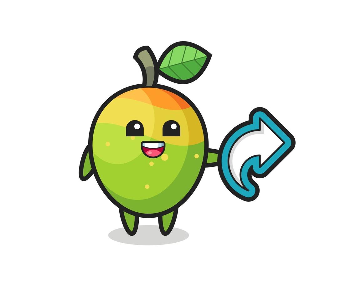 cute mango hold social media share symbol vector