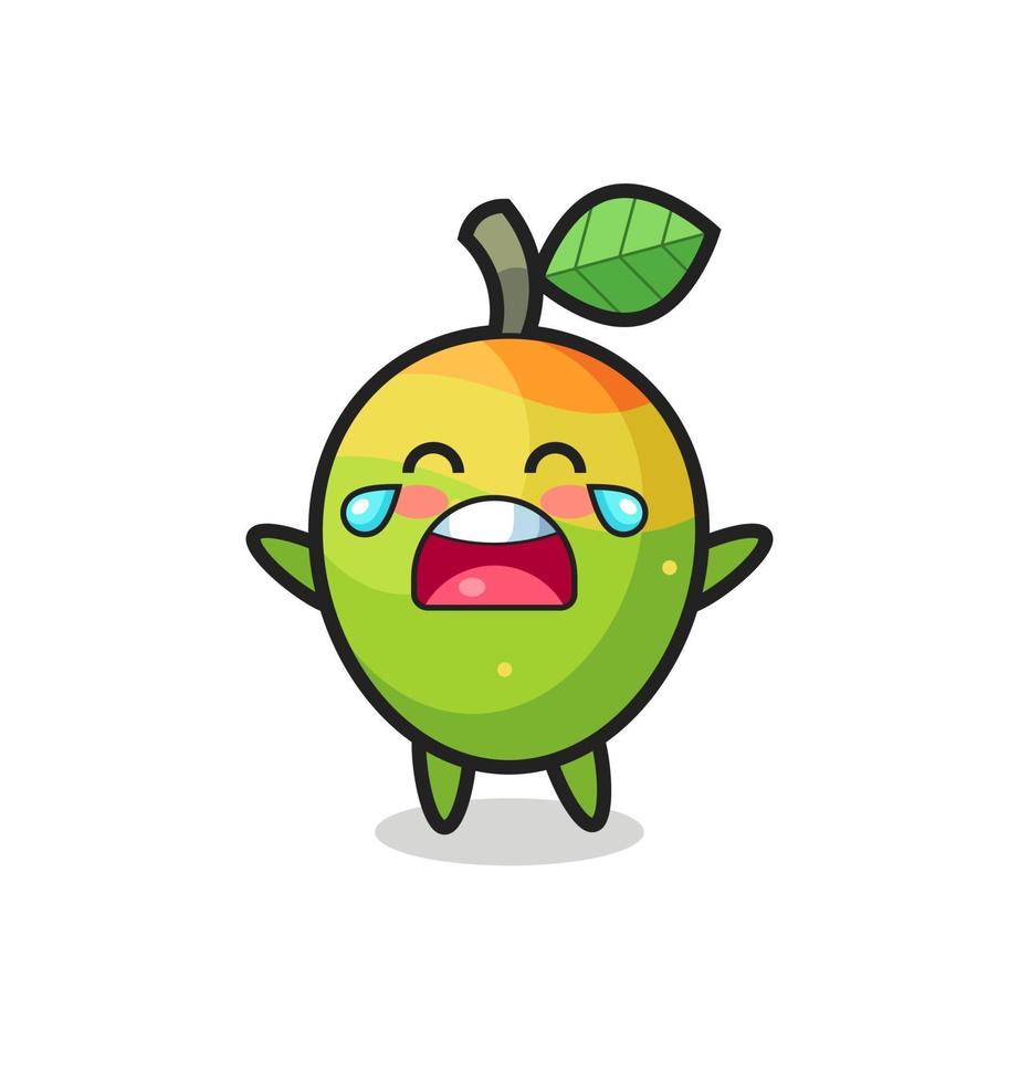 the illustration of crying mango cute baby vector