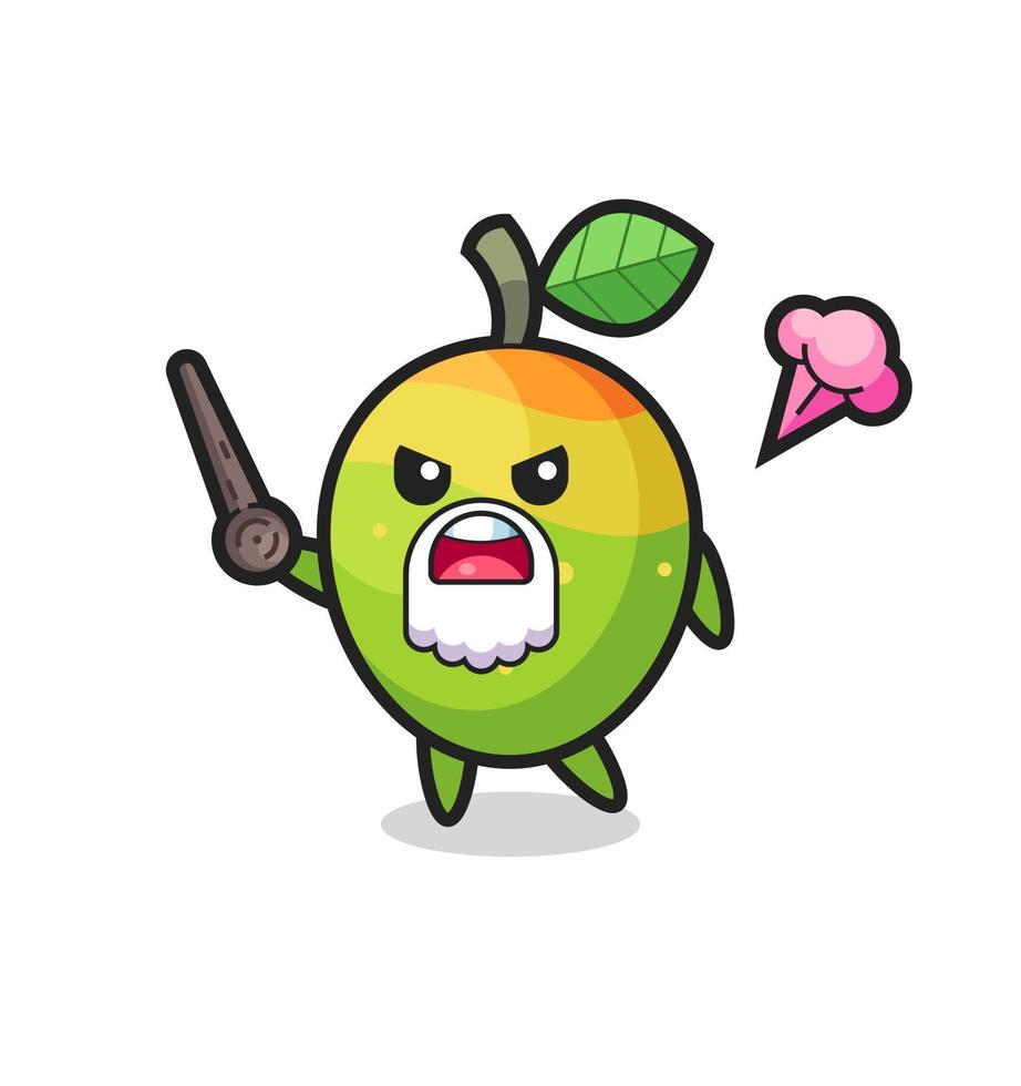 cute mango grandpa is getting angry vector