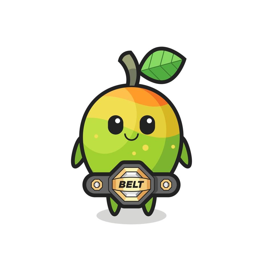 the MMA fighter mango mascot with a belt vector