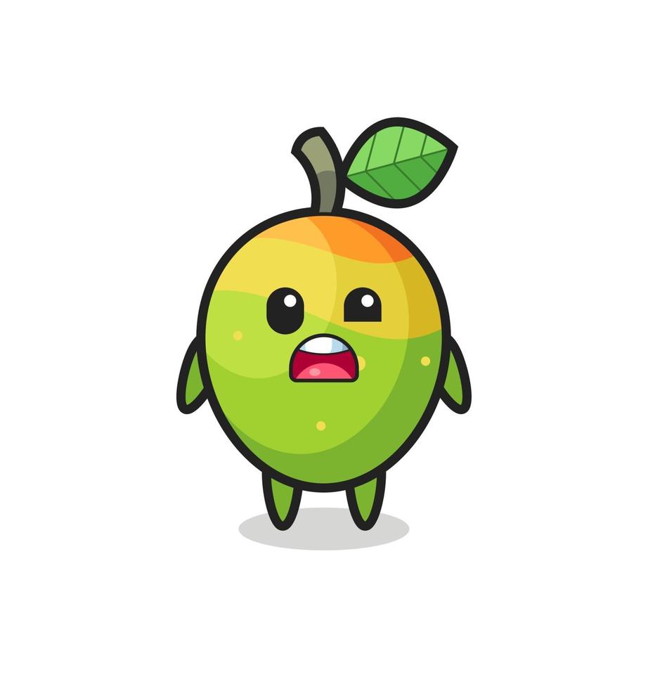 the shocked face of the cute mango mascot vector