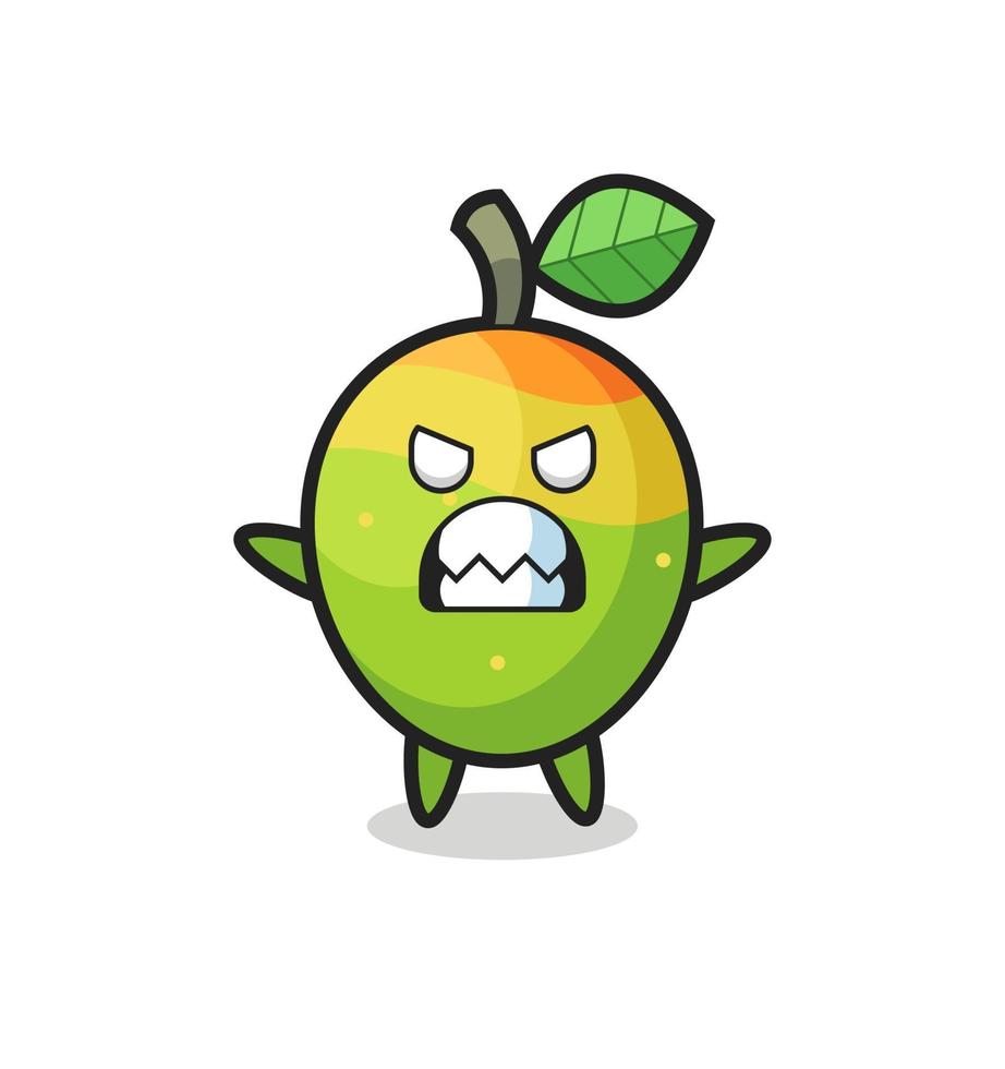 wrathful expression of the mango mascot character vector