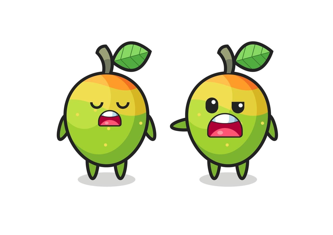 illustration of the argue between two cute mango characters vector