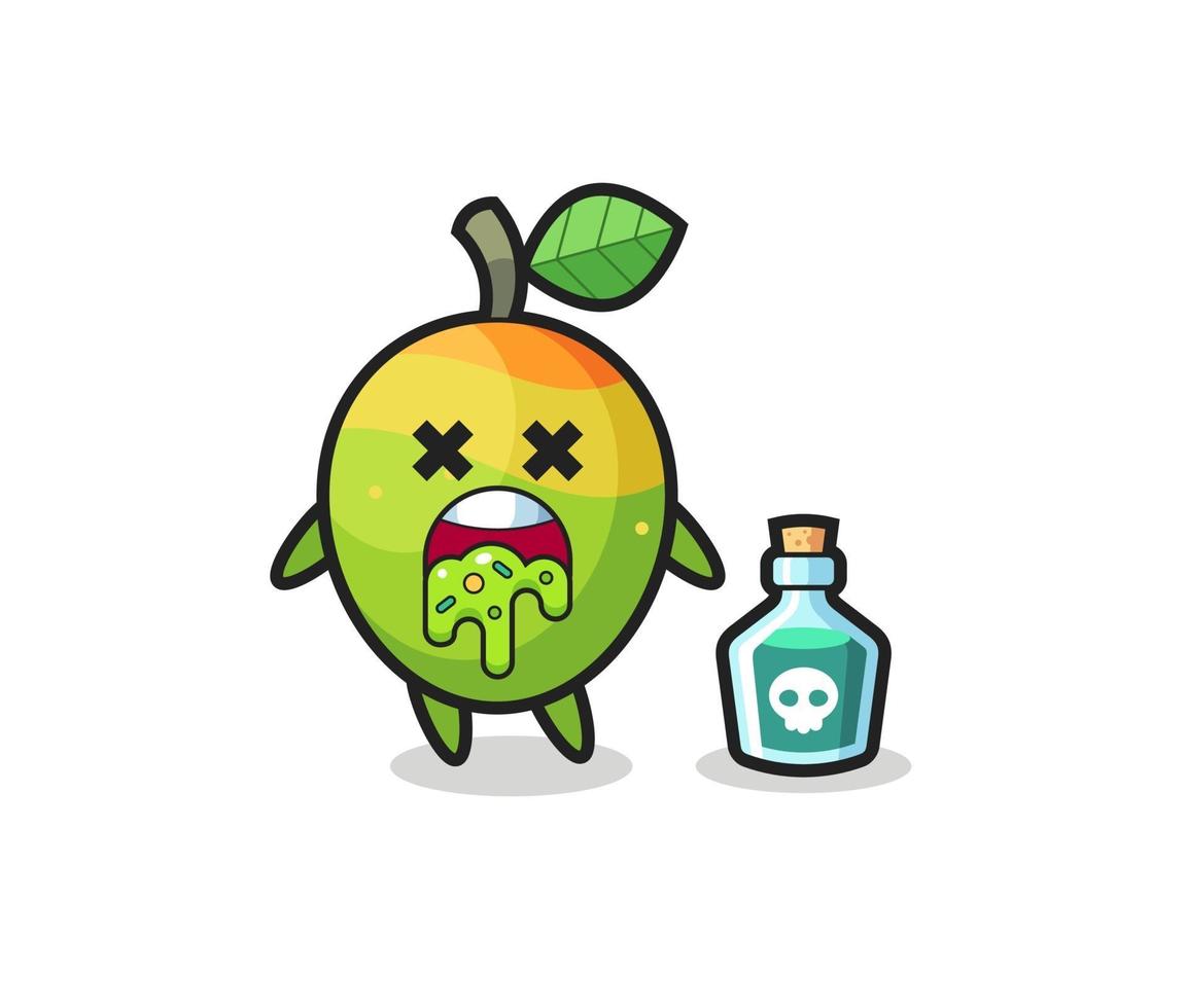 illustration of an mango character vomiting due to poisoning vector