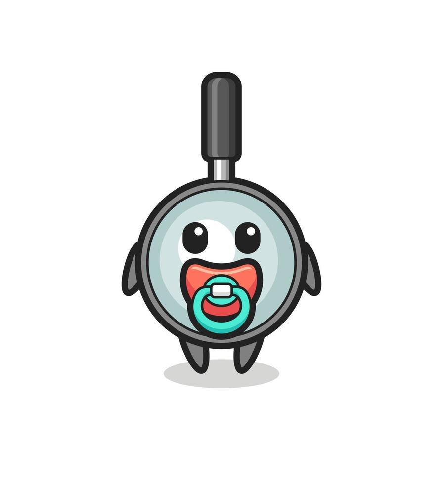 baby magnifying glass cartoon character with pacifier vector