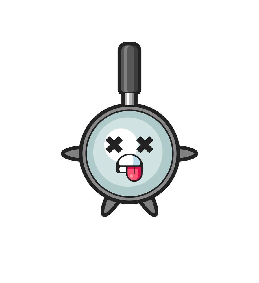 character of the cute magnifying glass with dead pose vector