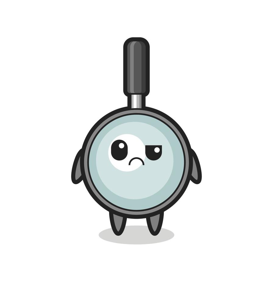 the mascot of the magnifying glass with sceptical face vector