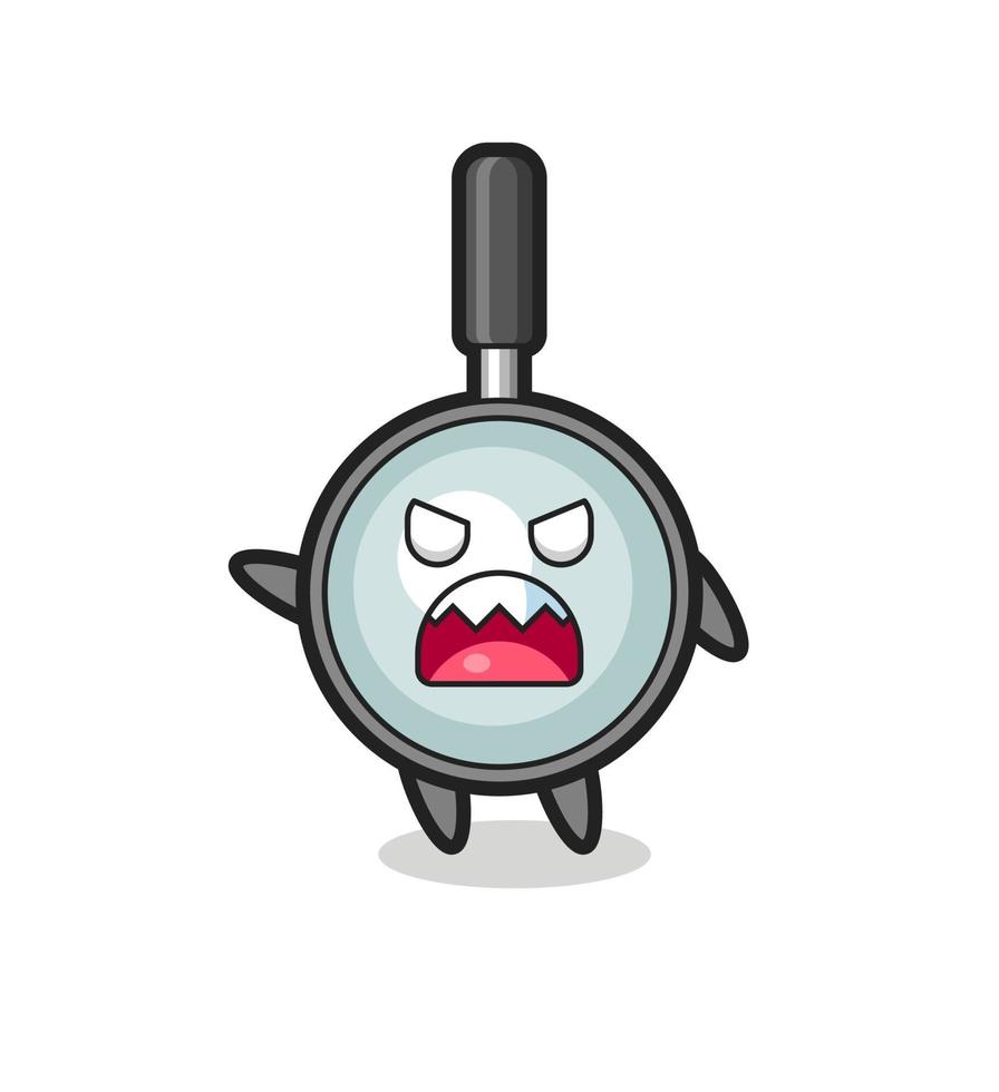 cute magnifying glass cartoon in a very angry pose vector