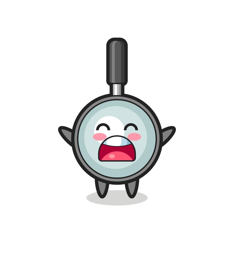 cute magnifying glass mascot with a yawn expression vector