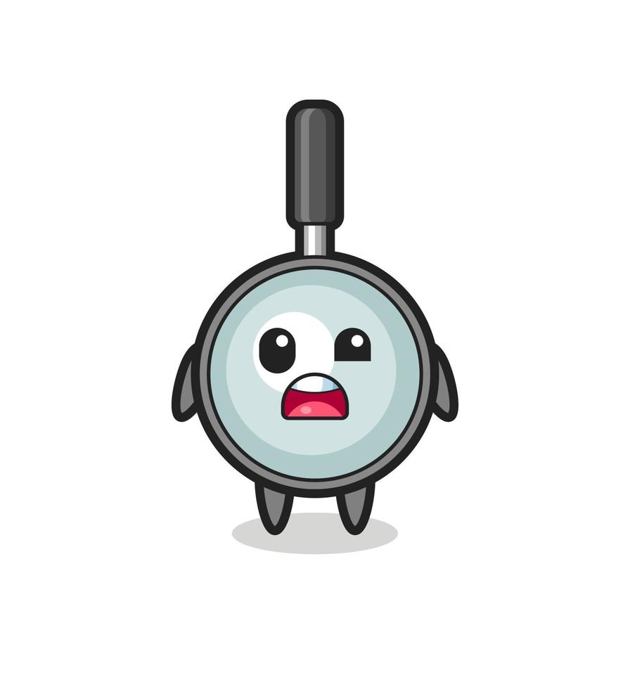 the shocked face of the cute magnifying glass mascot vector
