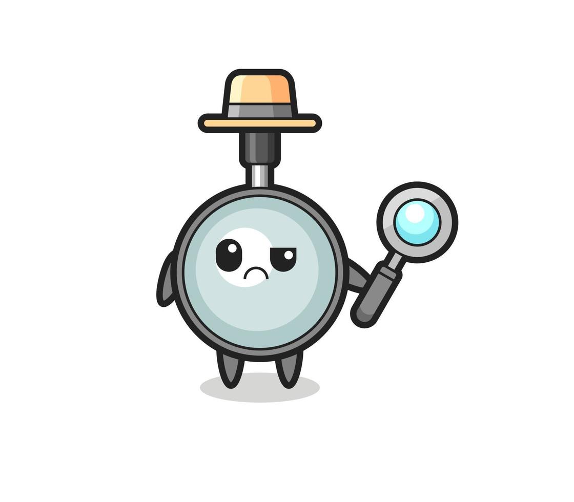 the mascot of cute magnifying glass as a detective vector