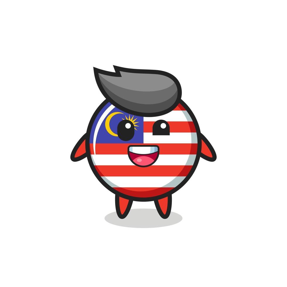 illustration of an malaysia flag badge character with awkward poses vector