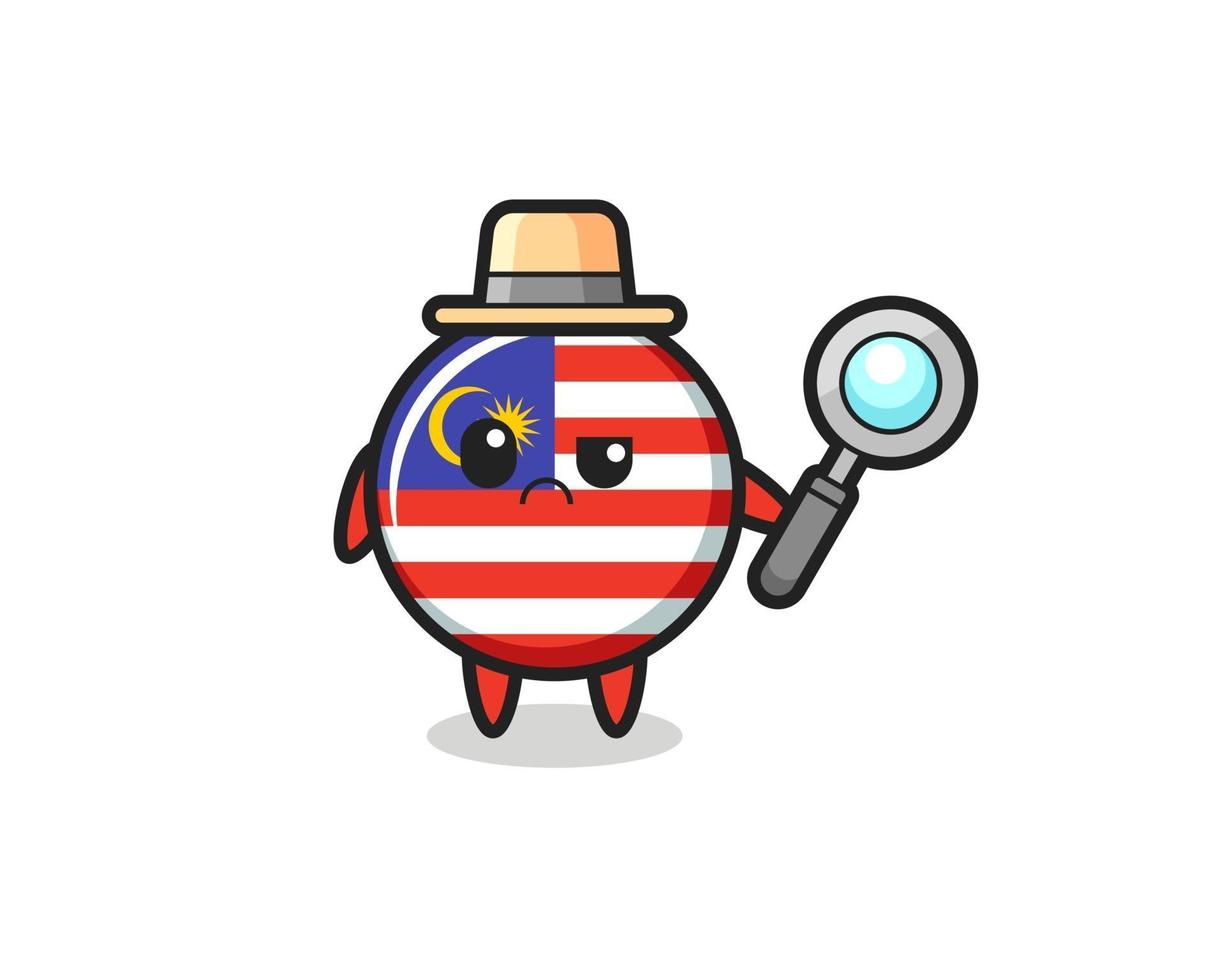 the mascot of cute malaysia flag badge as a detective vector