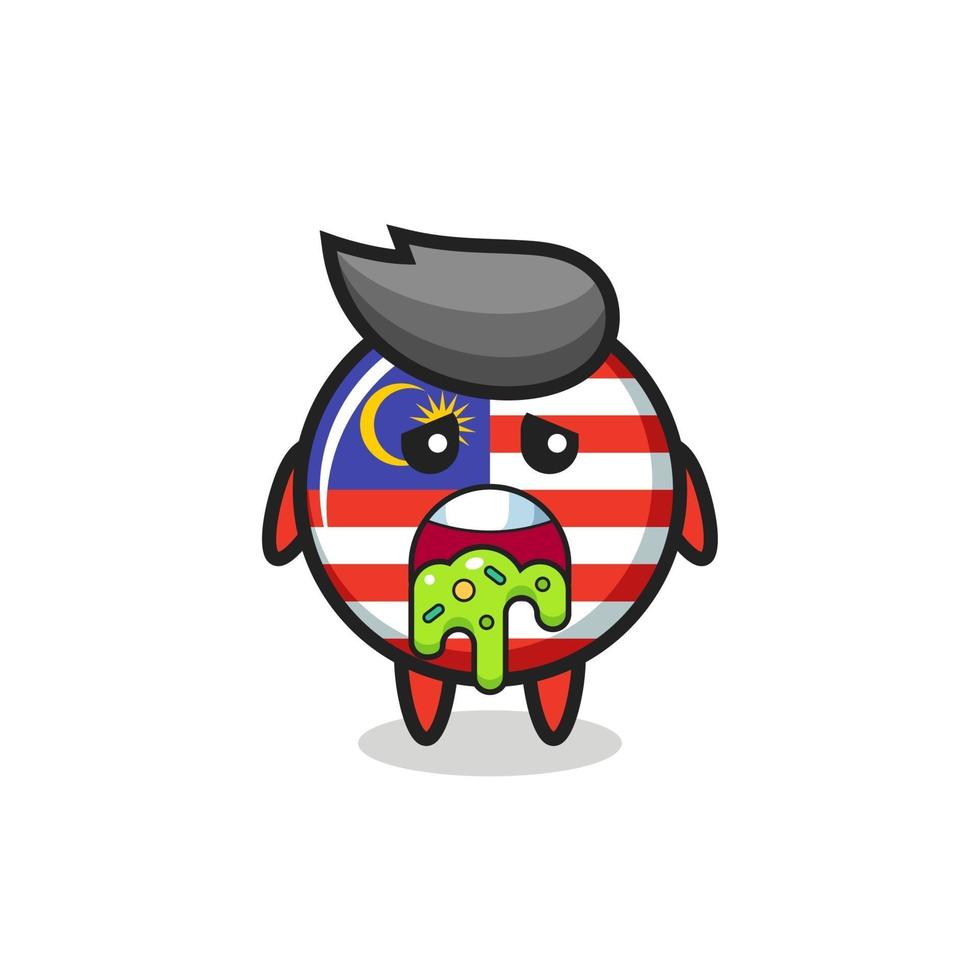 the cute malaysia flag badge character with puke vector