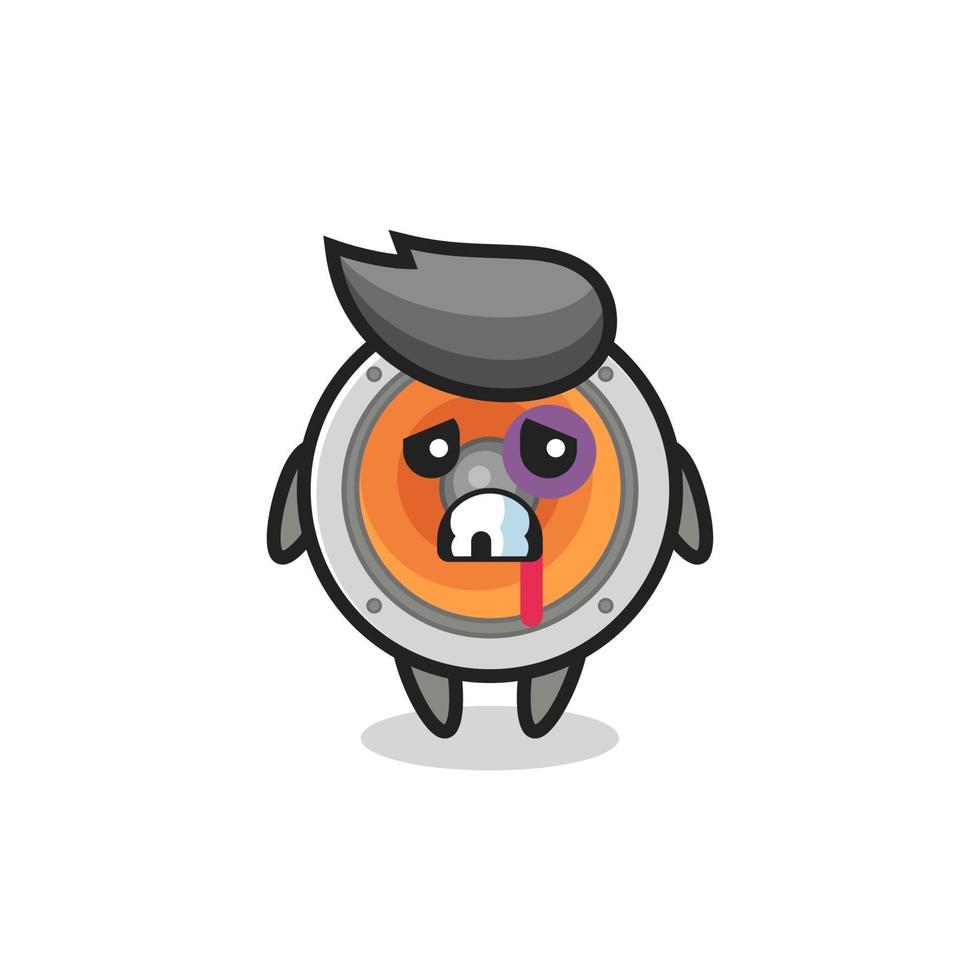 injured loudspeaker character with a bruised face vector