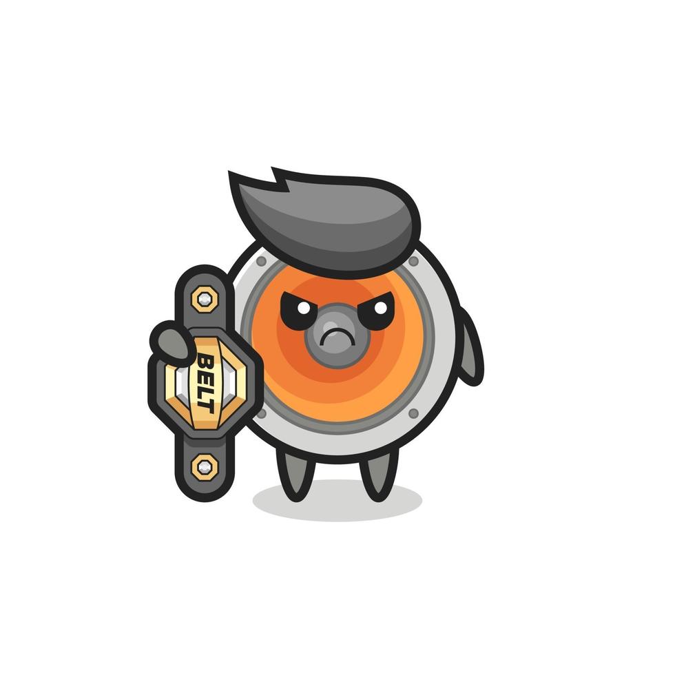 loudspeaker mascot character as a MMA fighter with the champion belt vector