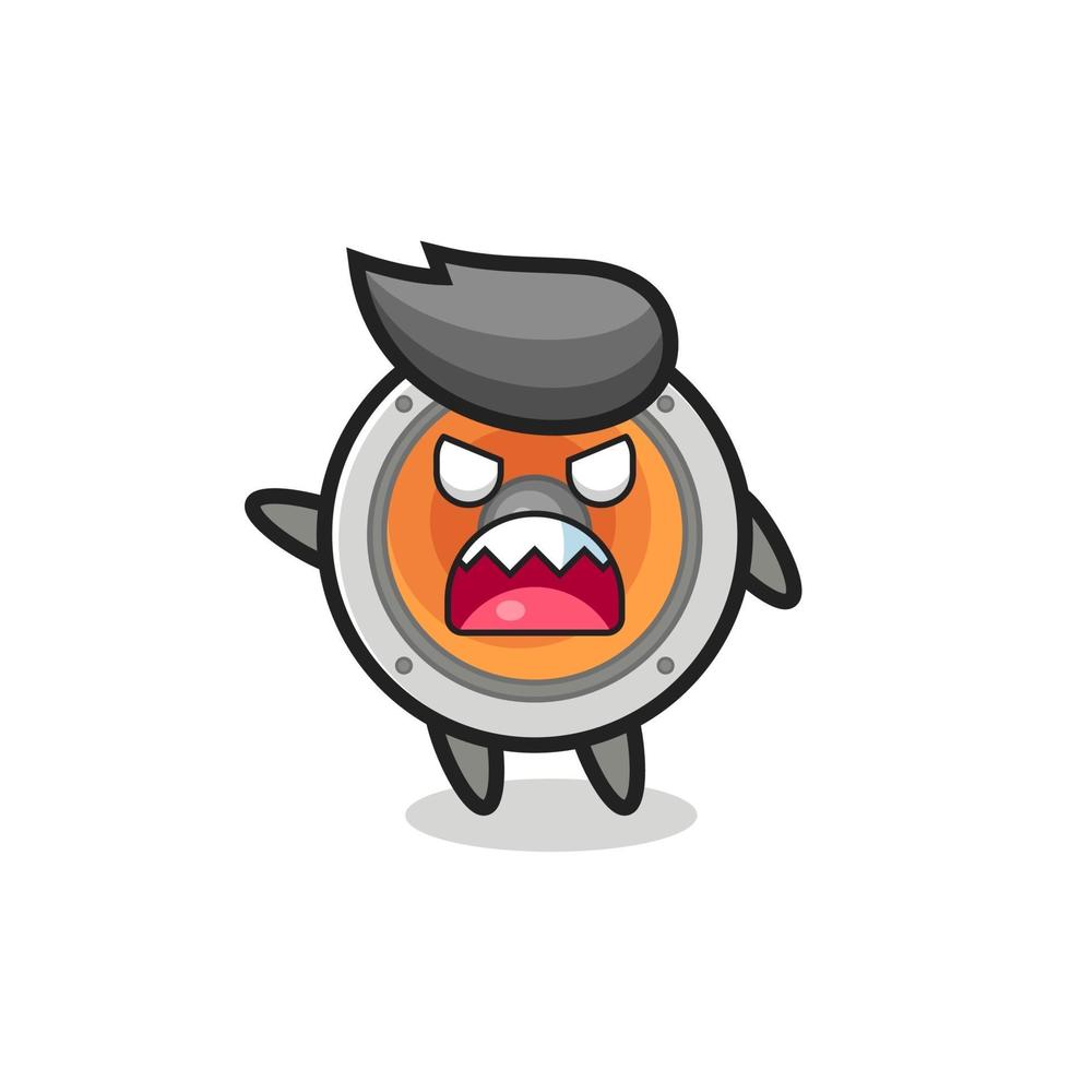 cute loudspeaker cartoon in a very angry pose vector