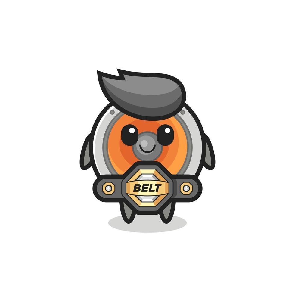 the MMA fighter loudspeaker mascot with a belt vector