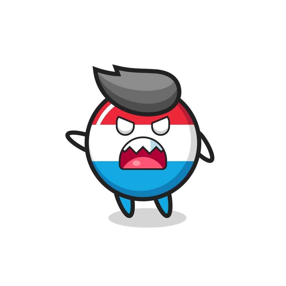 cute luxembourg flag badge cartoon in a very angry pose vector