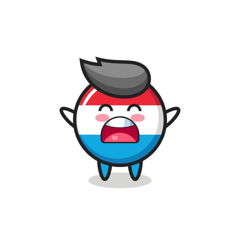 cute luxembourg flag badge mascot with a yawn expression vector
