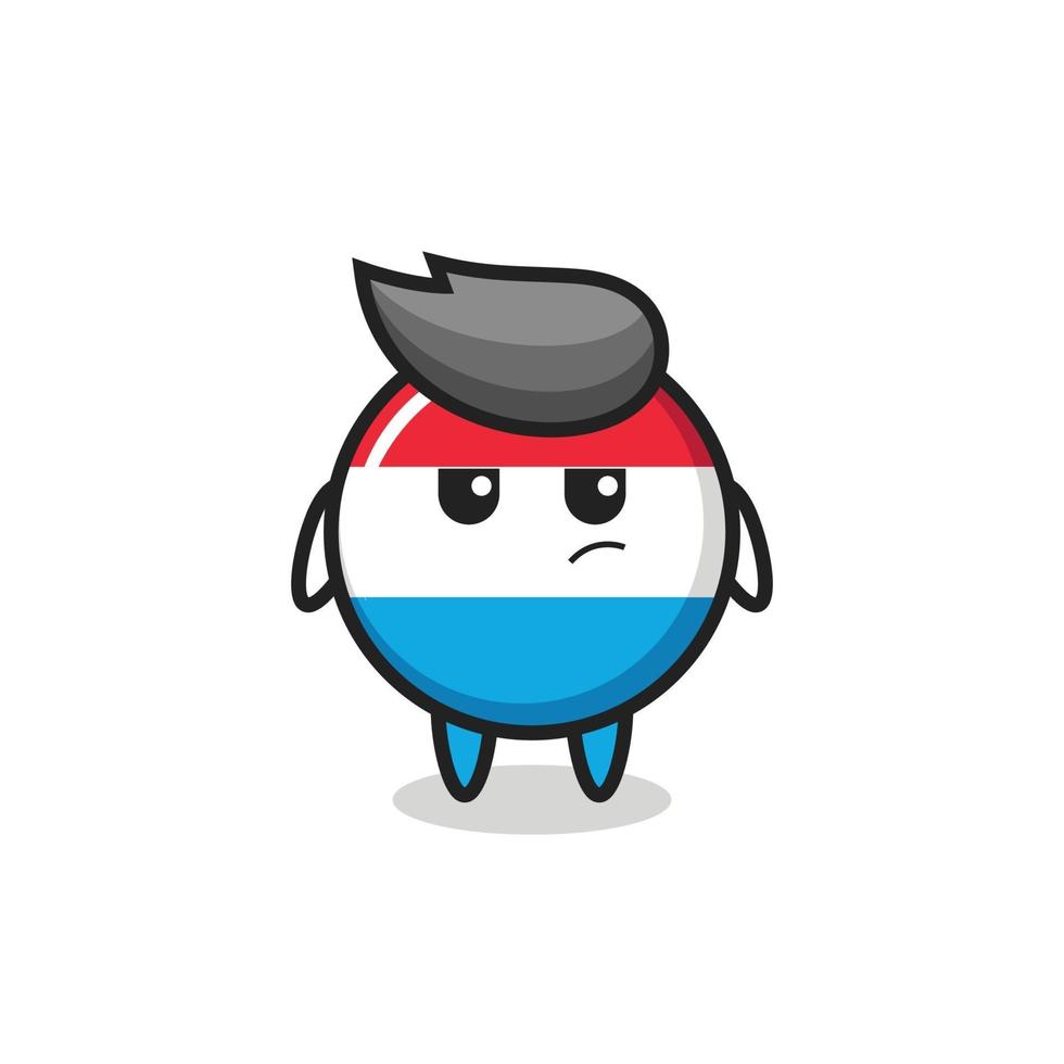 cute luxembourg flag badge character with suspicious expression vector