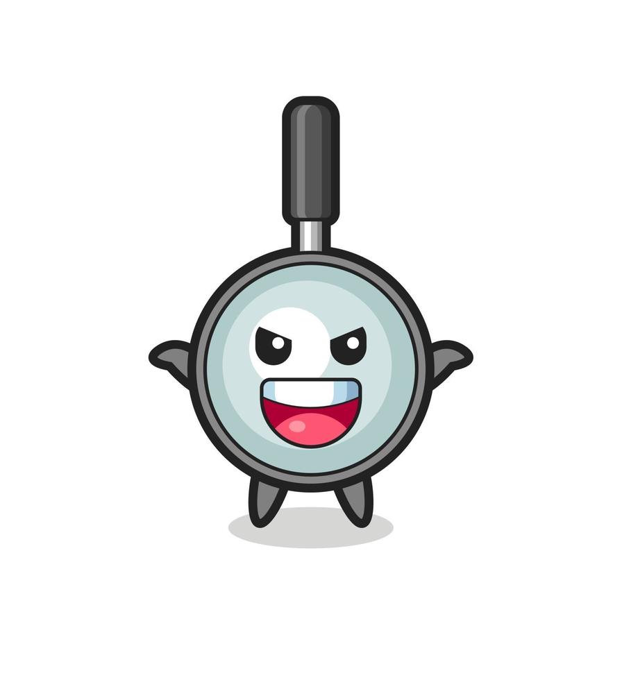 the illustration of cute magnifying glass doing scare gesture vector