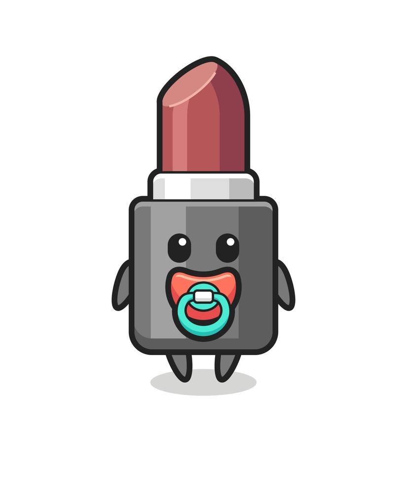 baby lipstick cartoon character with pacifier vector