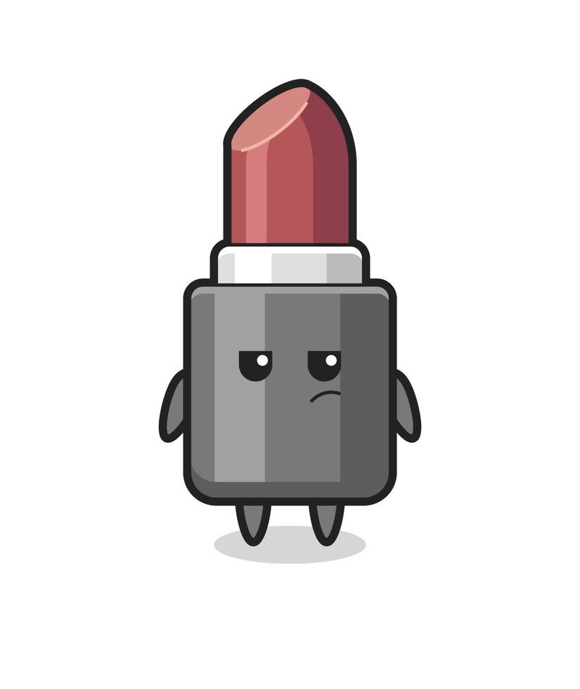 lindo personaje de lápiz labial con expresión sospechosa vector