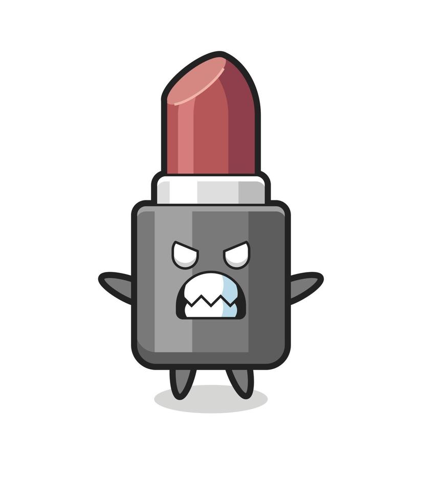 wrathful expression of the lipstick mascot character vector