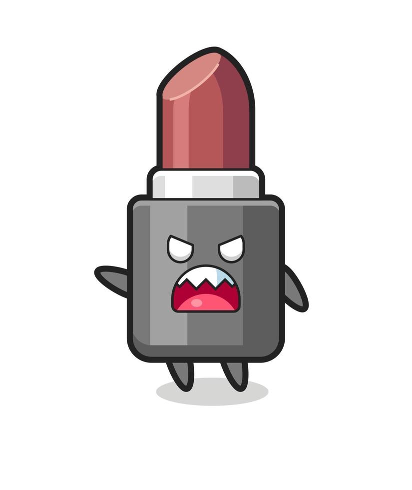 cute lipstick cartoon in a very angry pose vector