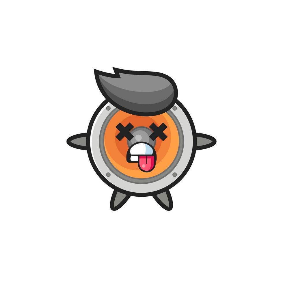 character of the cute loudspeaker with dead pose vector