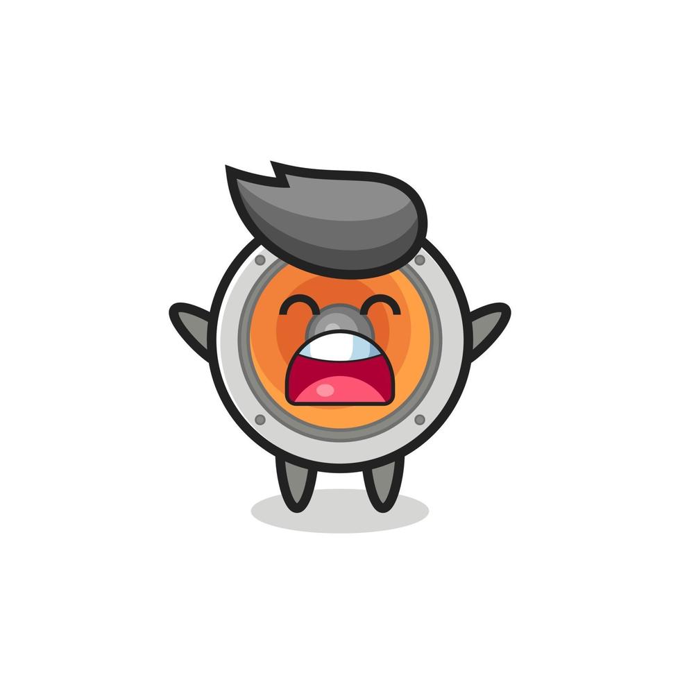 cute loudspeaker mascot with a yawn expression vector