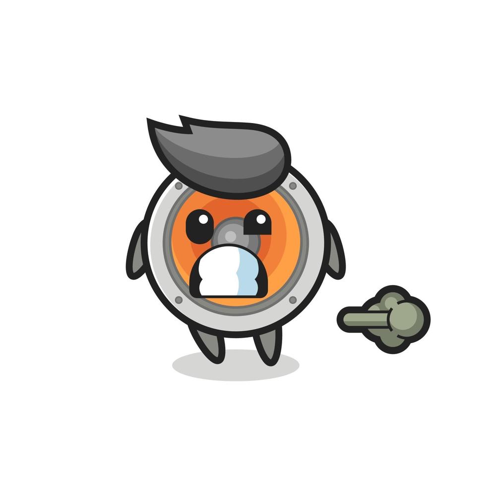 the illustration of the loudspeaker cartoon doing fart vector