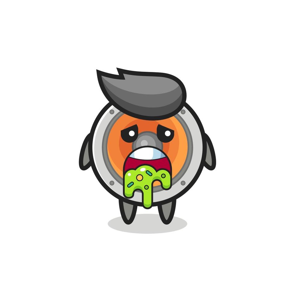 the cute loudspeaker character with puke vector