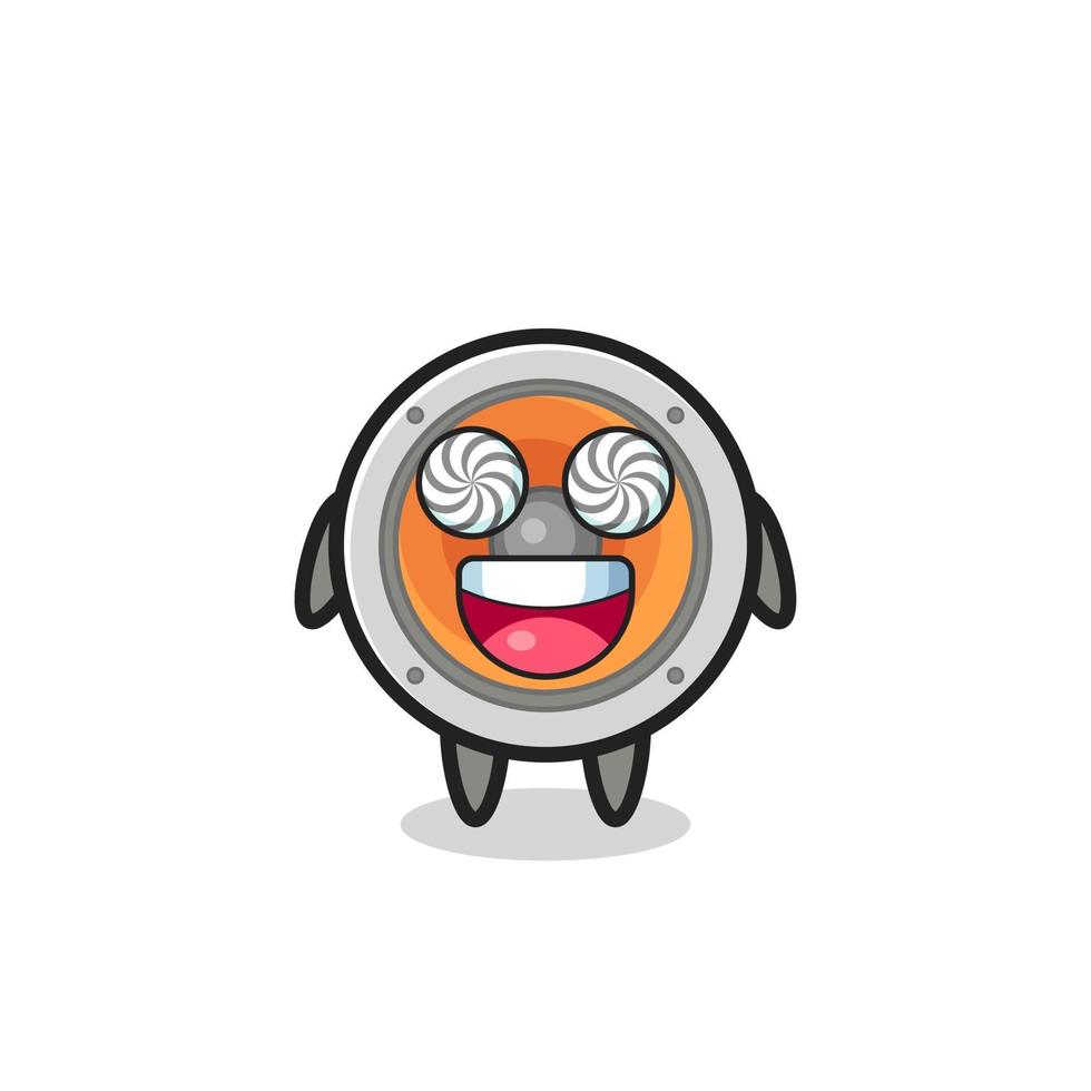 cute loudspeaker character with hypnotized eyes vector