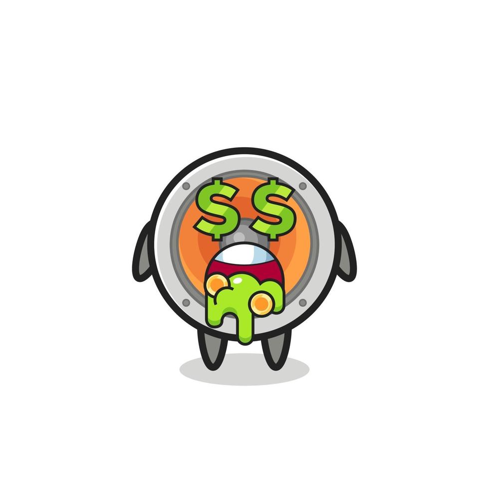 loudspeaker character with an expression of crazy about money vector