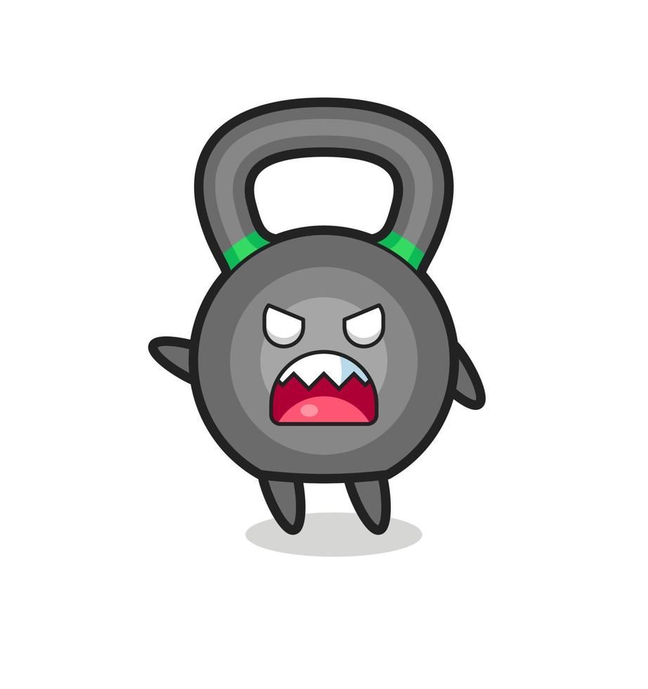 cute kettleball cartoon in a very angry pose vector
