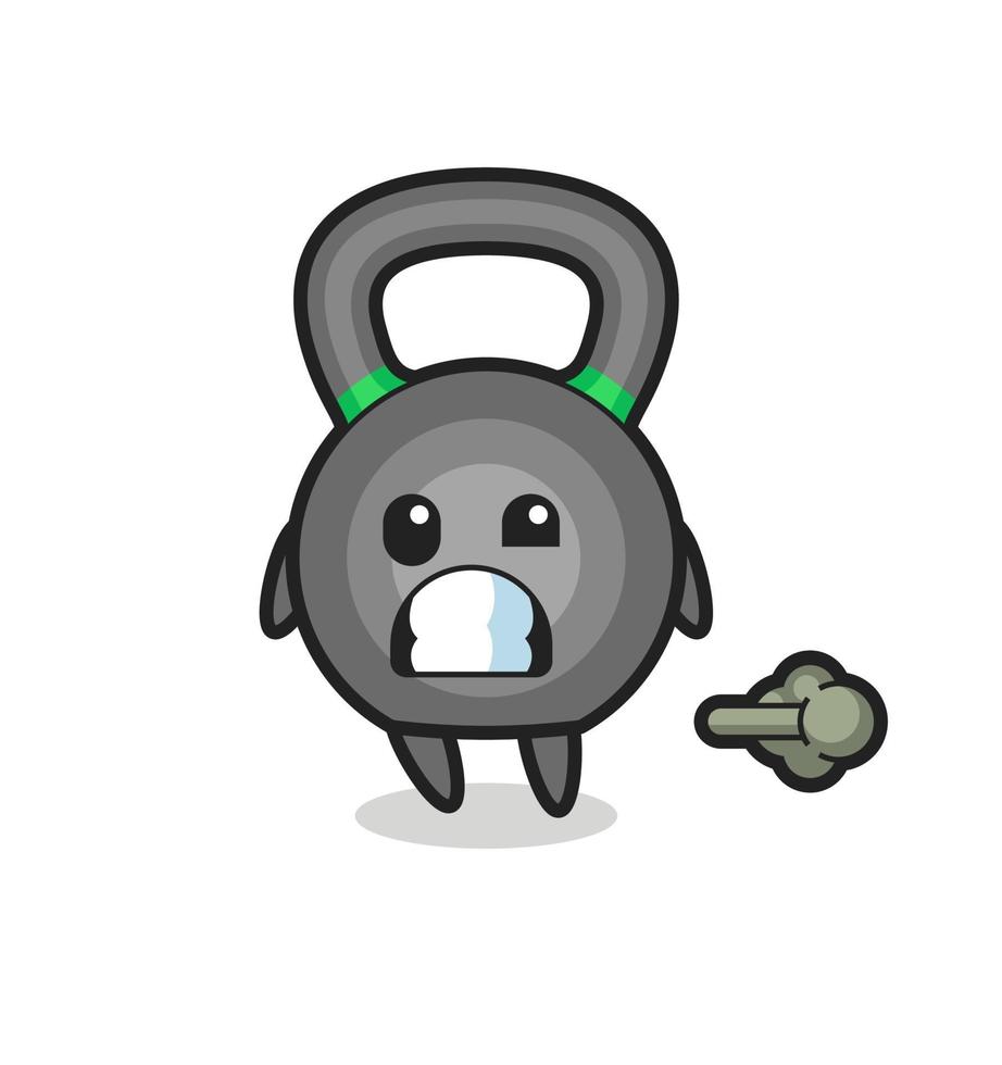 the illustration of the kettleball cartoon doing fart vector