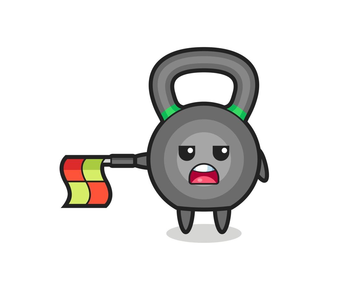 kettleball character as line judge hold the flag straight horizontally vector