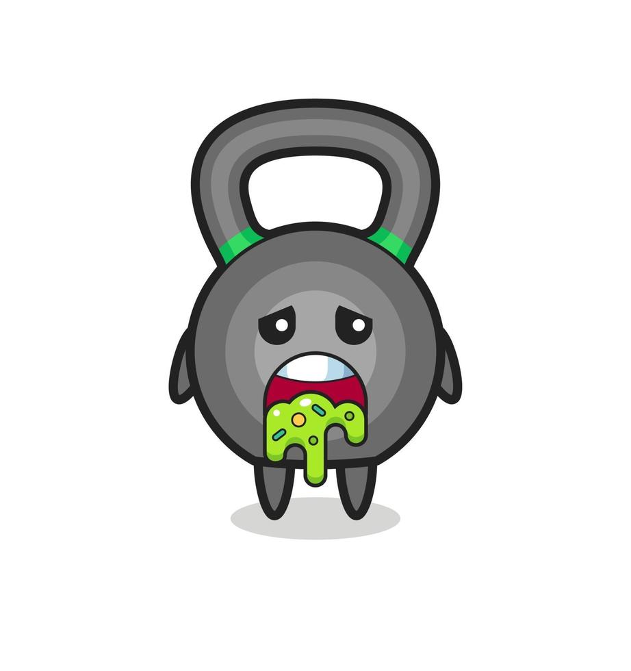 the cute kettleball character with puke vector